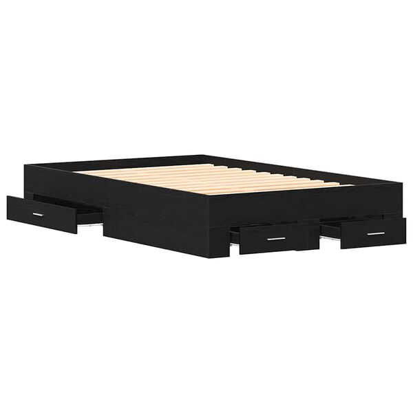 vidaXL Estructura de cama con cajones Roble negro 120 x 190 cm