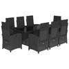 vidaXL Set de comedor de jard&iacute;n 9 pzas y cojines rat&aacute;n sint&eacute;tico negro