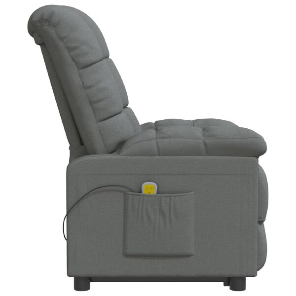vidaXL Sillón de masaje de tela gris oscuro