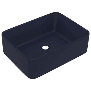 vidaXL Lavabo de lujo de cer&aacute;mica azul oscuro mate 41x30x12 cm