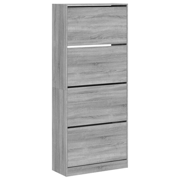 vidaXL Mueble zapatero 4 cajones abatibles gris Sonoma 80x34x187,5 cm