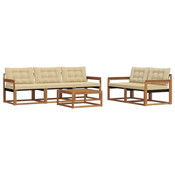 vidaXL Conjunto de sof&aacute;s de exterior con coj&iacute;n 6 pcs Natural y Beige