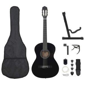 vidaXL Set de guitarra clásica para principiante 12 pzas negro 4/4 39"