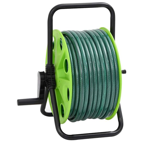 vidaXL Carrete de manguera de pie con set racores PVC verde 0,75" 20 m