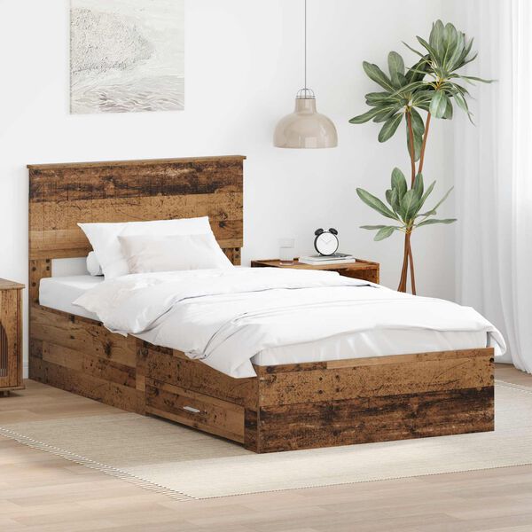 vidaXL Estructura de cama con cabecera Madera vieja 100 x 200 cm