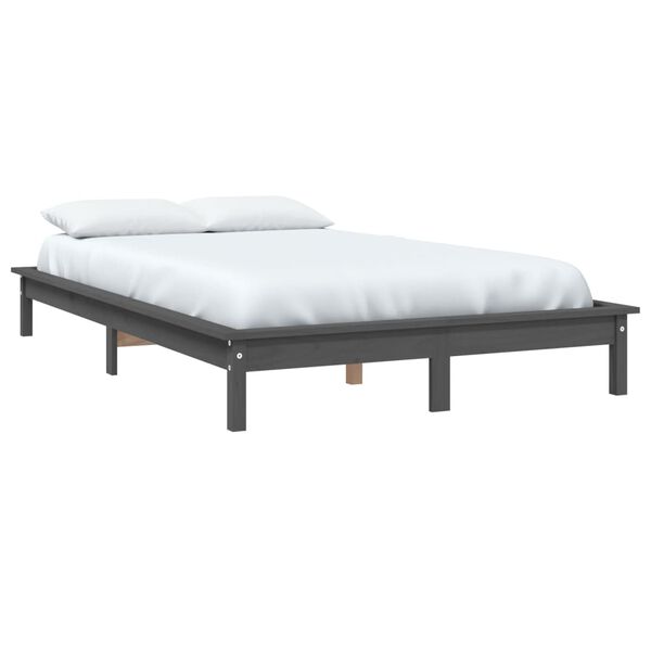 vidaXL Estructura de cama de madera maciza de pino gris 200x200 cm