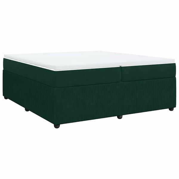 vidaXL Cama box spring con colch&oacute;n terciopelo verde oscuro 200x200 cm