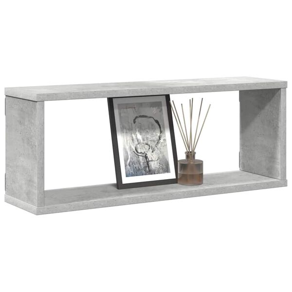 vidaXL Estante cubo pared 4 uds madera ingenier&iacute;a hormig&oacute;n 60x15x23cm