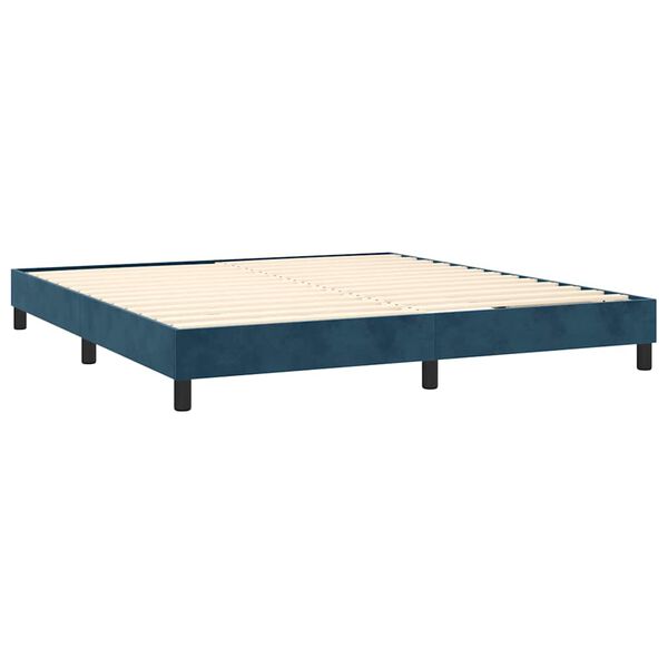 vidaXL Cama box spring con colch&oacute;n terciopelo azul oscuro 160x200 cm