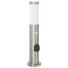 vidaXL Baliza luminosa con sensor y toma de corriente, 50 cm, acero inoxidable, IP44