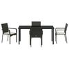 vidaXL Conjunto de Comedor de Jard&iacute;n 5 pcs Negro rat&aacute;n sint&eacute;tico