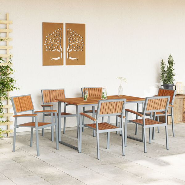 vidaXL Conjunto de Comedor de Jardín 7 pcs Gris