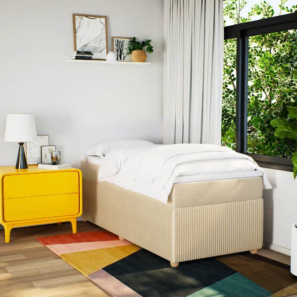 vidaXL Cama box spring con colch&oacute;n tela color crema 80x200 cm