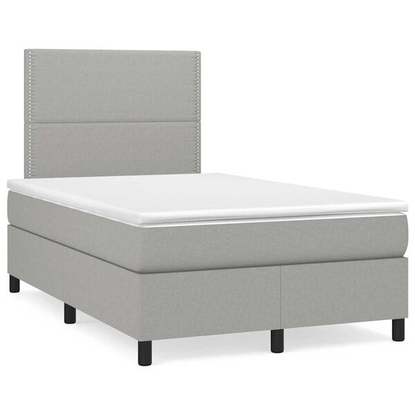 vidaXL Cama box spring con colch&oacute;n y LED tela gris claro 120x190 cm