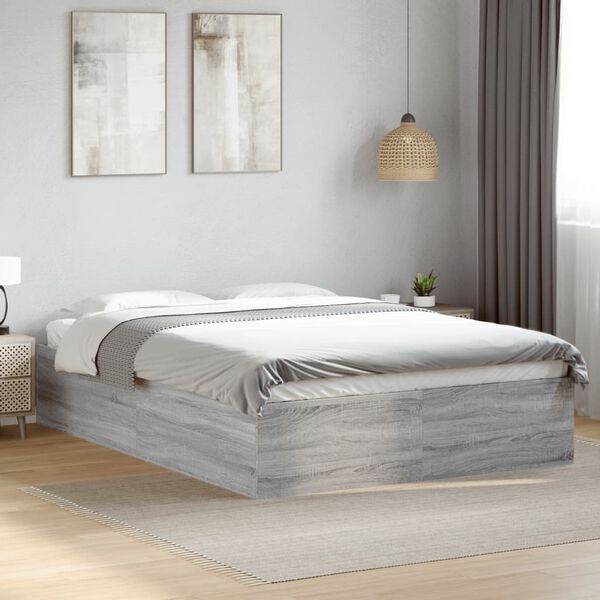 vidaXL Estructura de cama madera de ingeniería gris Sonoma 140x200 cm