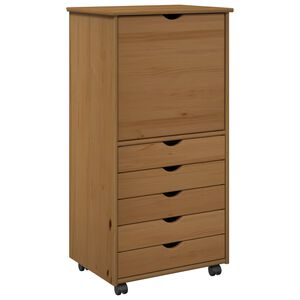 vidaXL Gabinete rodante 53 x 39 x 103 cm Madera de Pino Macizo