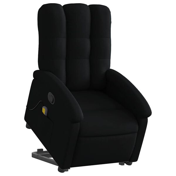 vidaXL Sill&oacute;n reclinable de masaje elevable tela negro