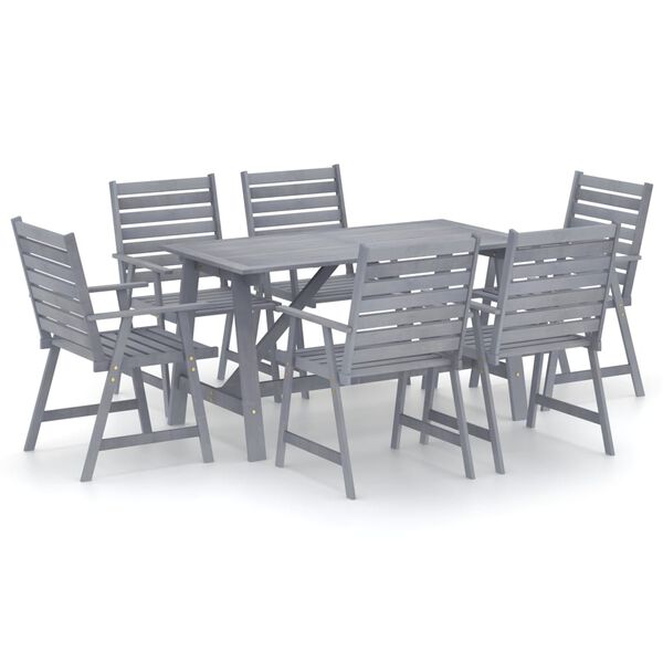 vidaXL Juego de comedor de jard&iacute;n 7 pzas madera maciza de acacia gris