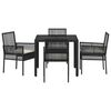 vidaXL Conjunto de Comedor de Jard&iacute;n 5 pcs Negro rat&aacute;n sint&eacute;tico