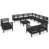 vidaXL Juego de muebles de jard&iacute;n 12 pzas madera maciza de pino negro
