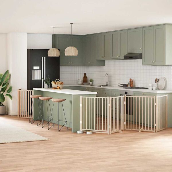 vidaXL Puerta para perros plegable 12 paneles madera de &aacute;lamo 960 cm