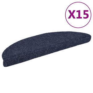 vidaXL Felpudos autoadhesivos para escaleras, 15 unidades, 56 x 17 x 3 cm, color azul, semicirculares