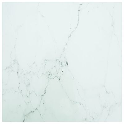 vidaXL Tablero mesa diseño mármol vidrio templado blanco 60x60 cm 6 mm