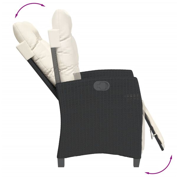 vidaXL Set comedor de jard&iacute;n 3 pzas con cojines rat&aacute;n sint&eacute;tico negro