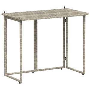 vidaXL Mesa de jardín plegable gris claro 90x51x75 cm ratán sintético