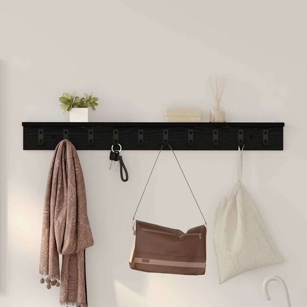 vidaXL Perchero de pared Roble Negro 100 x 10,5 x 10,5 cm