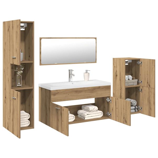 vidaXL Juego de muebles baño 5 piezas madera ingeniería roble artisan