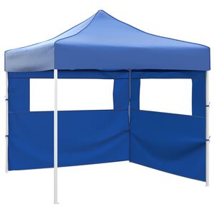 vidaXL Cenador plegable con 2 paredes azul 3x3 m