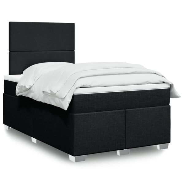 vidaXL Cama box spring con colch&oacute;n tela negro 120x190 cm
