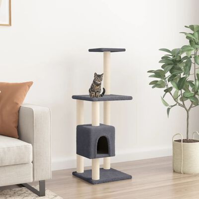 vidaXL Rascador para gatos con postes de sisal gris oscuro 104 cm