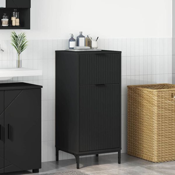 vidaXL Gabinete de Baño con cajón con puerta Negro 39,5 x 36 x 88 cm