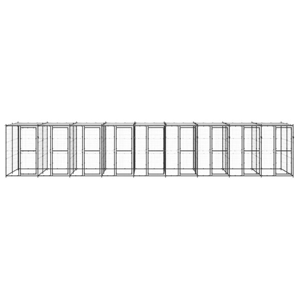 vidaXL Perrera de exterior de acero con techo 21,78 m&sup2;