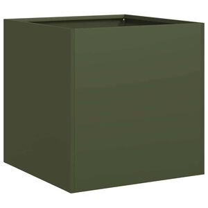 vidaXL Jardinera de acero laminado en fr&iacute;o verde oliva 40x40x40 cm
