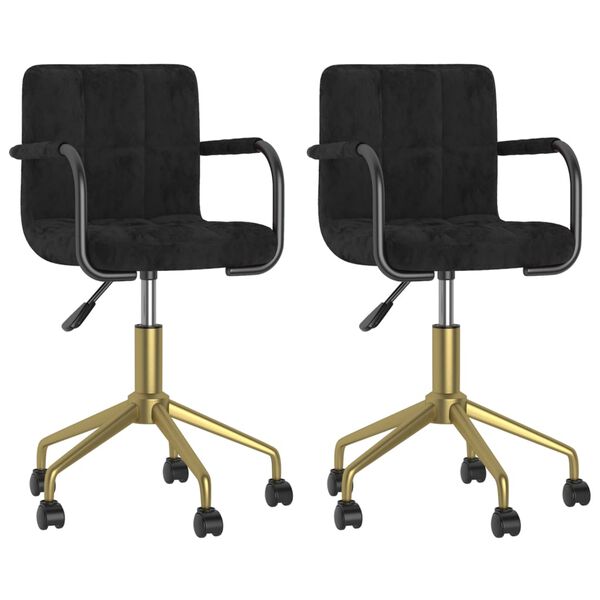 vidaXL Sillas de comedor giratorias 2 uds terciopelo negro