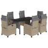 vidaXL Set comedor de jard&iacute;n 7 pzas con cojines rat&aacute;n sint&eacute;tico beige