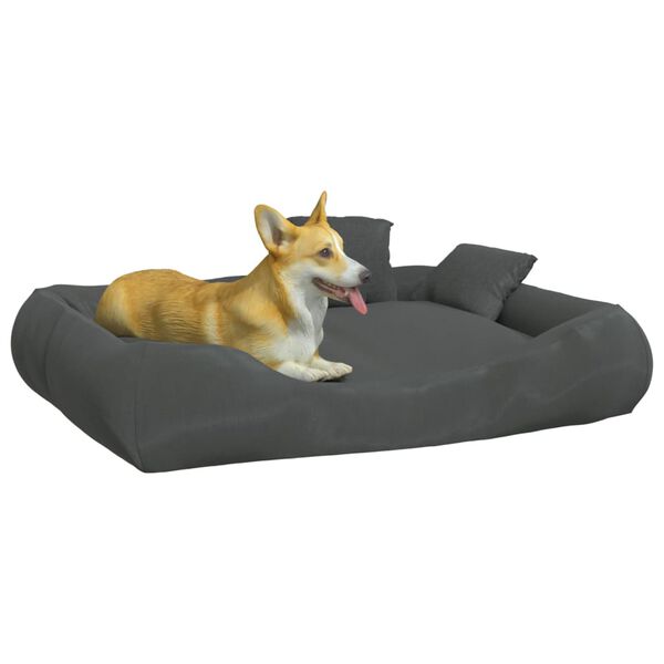 vidaXL Coj&iacute;n perros con almohadas tela oxford gris oscuro 89x75x19 cm