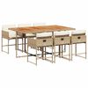 vidaXL Set comedor de jard&iacute;n 7 pzas con cojines rat&aacute;n sint&eacute;tico beige