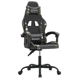 vidaXL Silla gaming giratoria cuero sint&eacute;tico negro y camuflaje