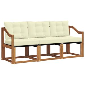 vidaXL Conjunto de sof&aacute;s de exterior con coj&iacute;n 3 pcs Natural y Crema