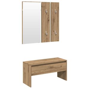 vidaXL Set de muebles recibidor madera contrachapada roble artesanal