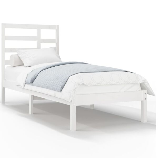vidaXL Estructura de cama sin colch&oacute;n madera maciza blanco 100x200 cm