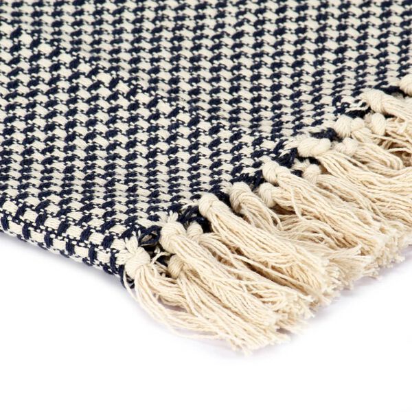 vidaXL Manta de algod&oacute;n azul marino 125x150 cm