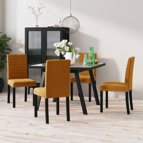 vidaXL Sillas de comedor 4 unidades de terciopelo marr&oacute;n