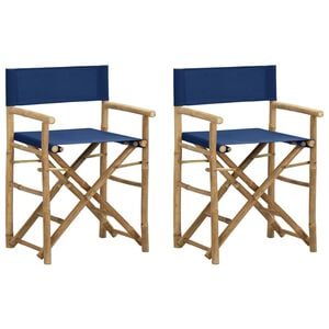 vidaXL Sillas de director plegables 2 piezas bamb&uacute; y tela azul