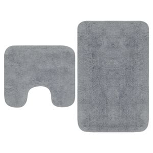 vidaXL Conjunto de alfombras de ba&ntilde;o de tela 2 piezas gris