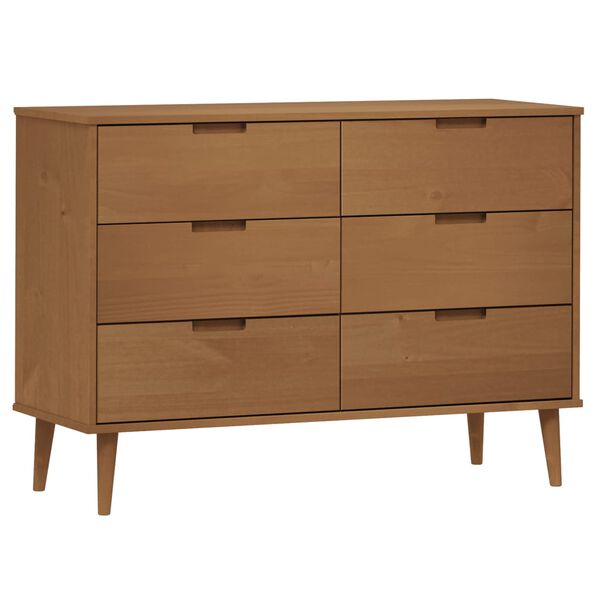 vidaXL Mesita de noche MOLDE madera maciza de pino marr&oacute;n 113x40x80 cm